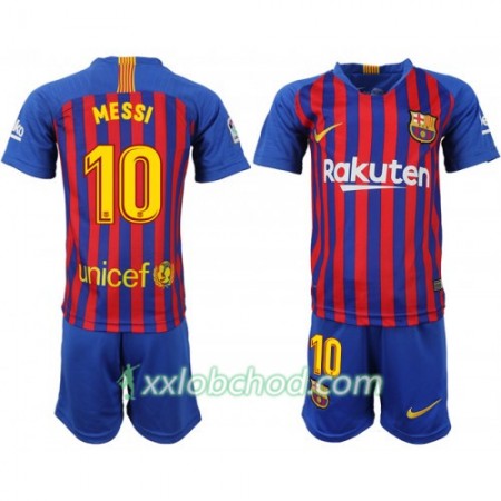 Fotbalové dresy FC Barcelona Messi 10 Dětské Domácí Dres 2018/19 Krátký Rukáv